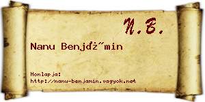 Nanu Benjámin névjegykártya