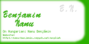 benjamin nanu business card